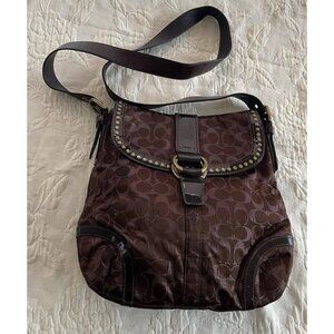Vintage COACH H0868-F12852 Dark Brown Sparkly Signature Women’s Bag Crossbody